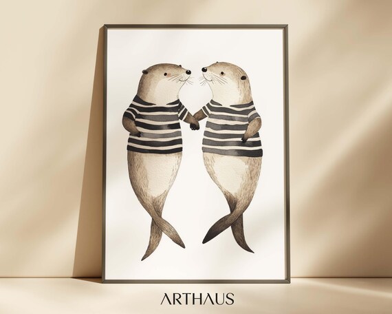 Nursery Animal Wall Art Kids Room Decor Cute Otter Boho Toddler Kids Room Decor Cute Animal Print Playful Childrens Decor