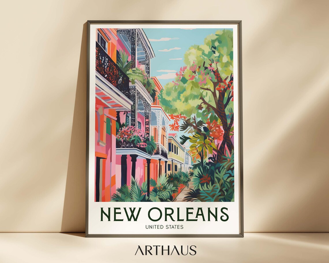 New Orleans Travel Poster, Mid-Century Modern Art