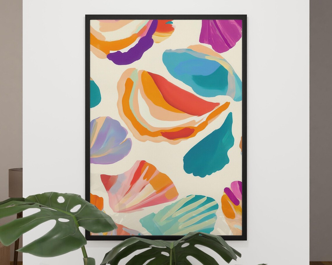 Maximalist Wall Art Seashell Abstract Coastal Colourful Trendy