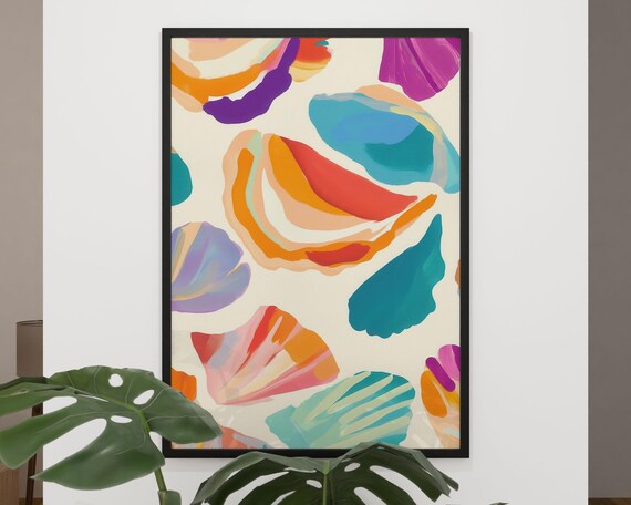 Maximalist Wall Art Seashell Abstract Coastal Colourful Trendy