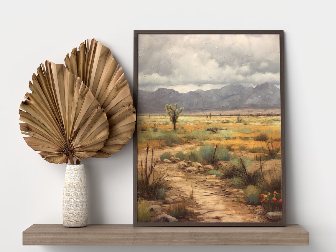 Desert Oil Painting Joshua Tree Mountains Southwestern Poster - Image 3