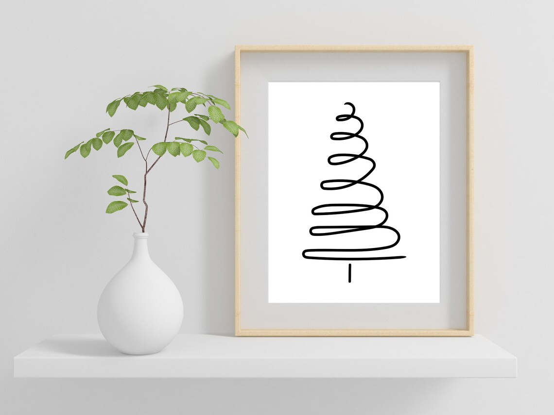 Christmas Tree Line Art Art Print, Minimalist Holiday - Image 2