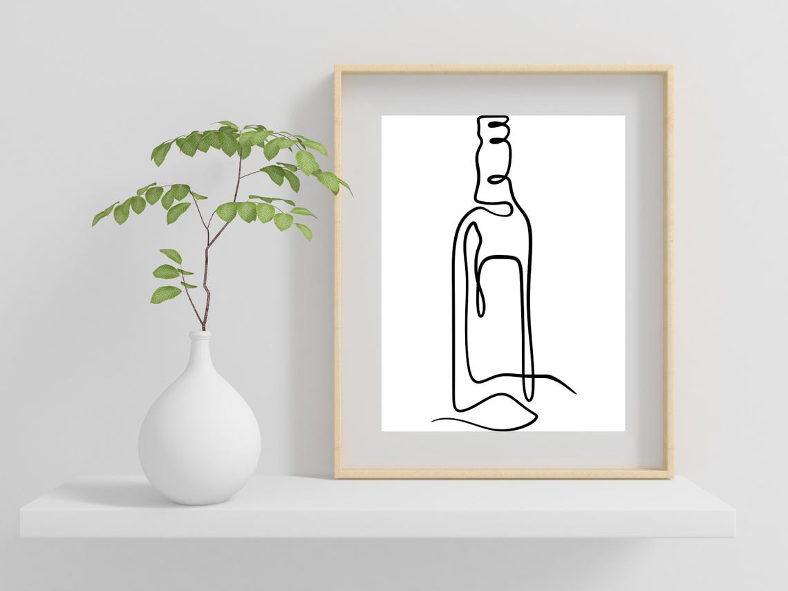 Beer Bottle Single Line Art Minimalist Bar Kitchen Wall Decor Poster - Image 2
