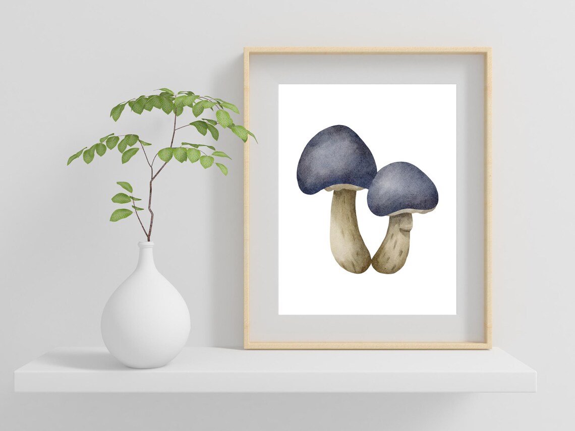 Mushroom Watercolor Painting Botanical Fungi Nature Wall Poster - Image 2