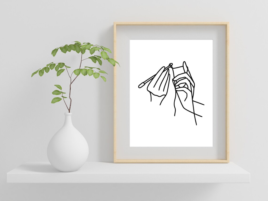 Crochet Line Art, Sewing Room Decor Art Print - Image 2