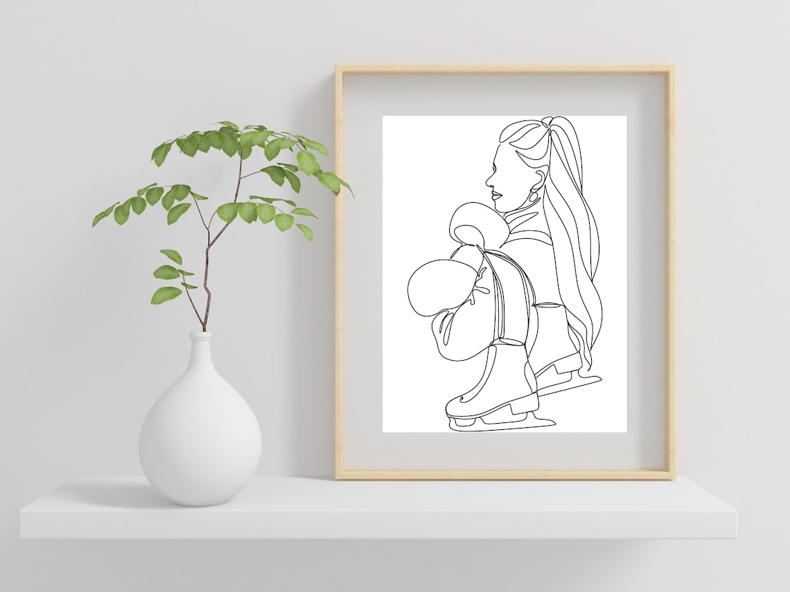 Female Figure Skating Line Art Boho Figure Skater Print Figure Skater Wall Art Minimalist Ice Skating Poster Girl Figure Skater Gift - Image 2