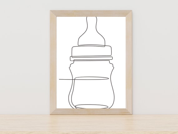 Baby Bottle Line Art Nursery Line Art Nursery Line Drawing Family Line Drawing Mother Baby Line Art Nursery Decor Family Line Art Motherhood