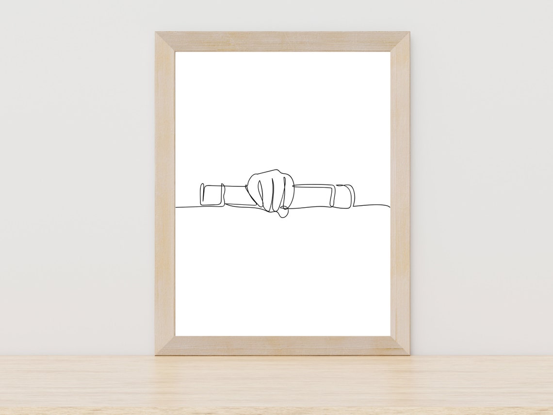 Hand Holding Graduation Diploma Scroll Line Art Graduate Gift Poster