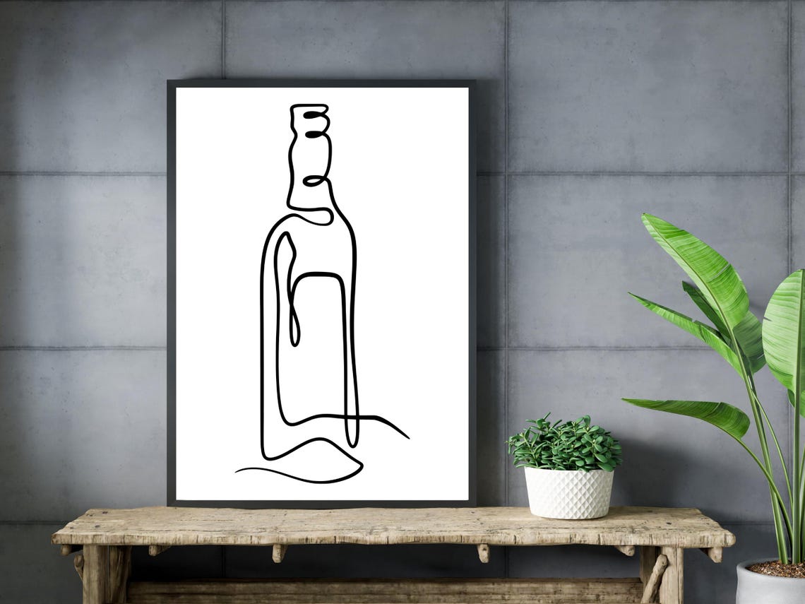 Beer Bottle Single Line Art Minimalist Bar Kitchen Wall Decor Poster - Image 3