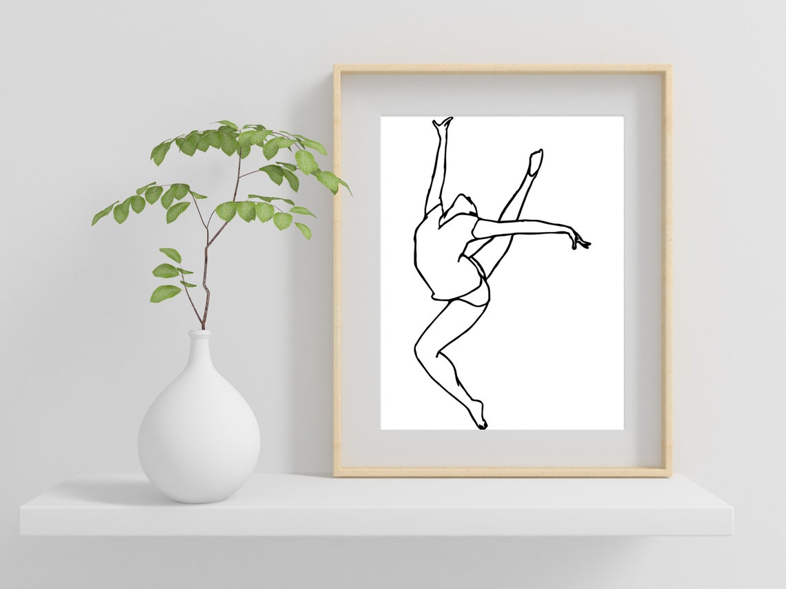 Ballet Dancer Mid Leap Line Drawing Minimalist Ballerina Art Poster - Image 2