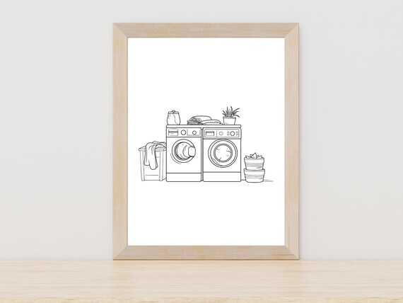 Washer And Dryer Line Art Washer And Dryer Room Decor Laundry Line Art Laundry Wall Decor Washer Room Wall Decor Laundry Decorations