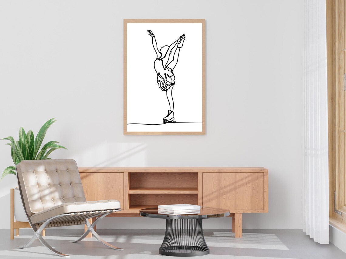 Female Ice Skater Line Art Female Figure Skater Minimal Wall Art Ice Skater Line Art Minimal Ice Skating Wall Art Gift For Ice Skater - Image 4