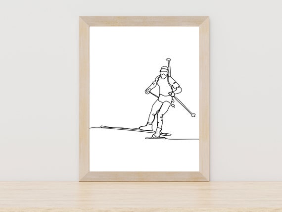Ski Line Art Skier Wall Art Print Sport Minimalist Abstract Print Skiing Art Home Decor Print Skier Poster Skiing Line Art