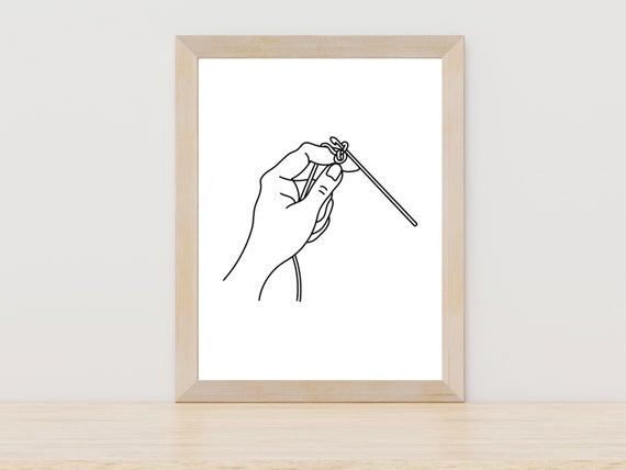Crochet Line Art Crochet Wall Art Crochet Drawing Minimal Line Art Drawing Knitting And Crochet Gift Crochet Craft Room Art