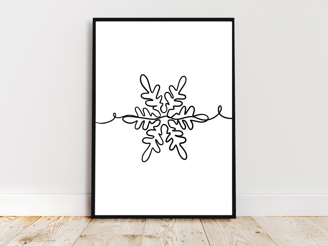 Snowflake One Line Drawing Winter Christmas Minimal Decor Wall Art - Image 4