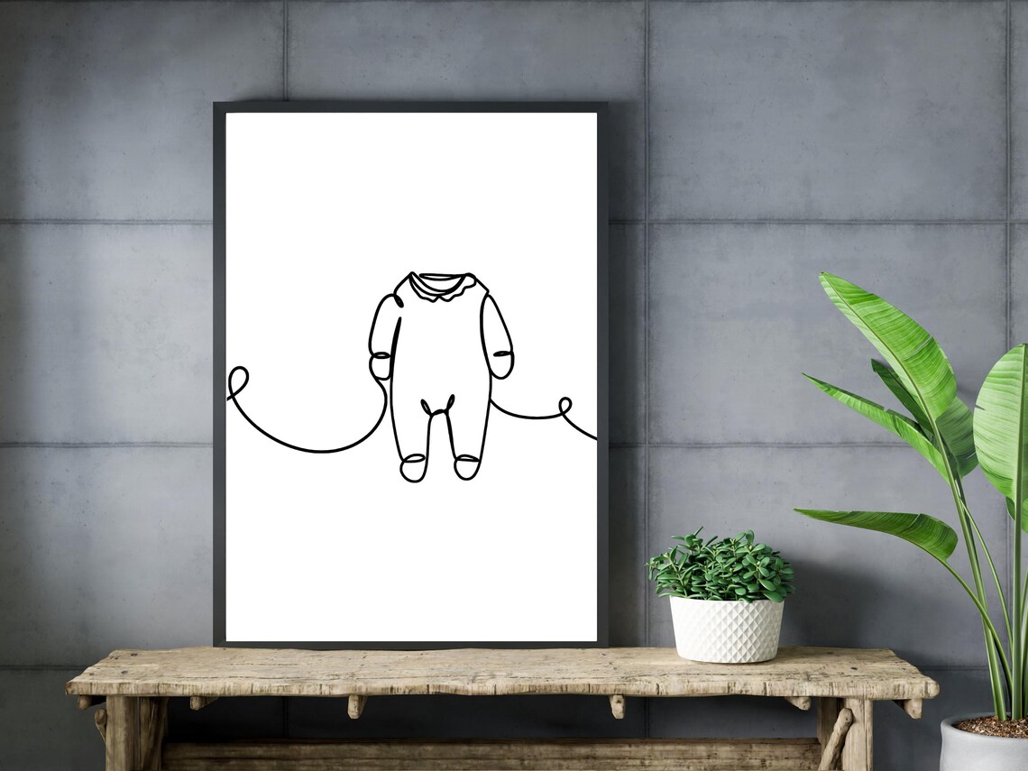 Baby Romper Onesie Single Line Art Nursery Newborn Decor Poster - Image 3
