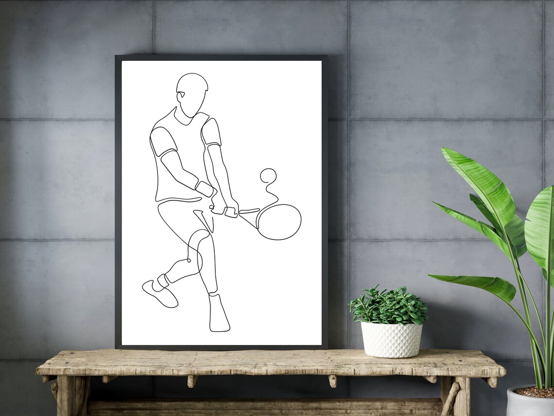 Tennis Player One Line Art Minimalist Racket Swing Sports Poster - Image 3