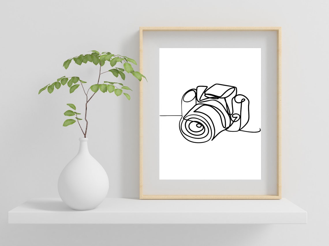 DSLR Camera Front View Continuous Line Drawing Studio Poster - Image 2