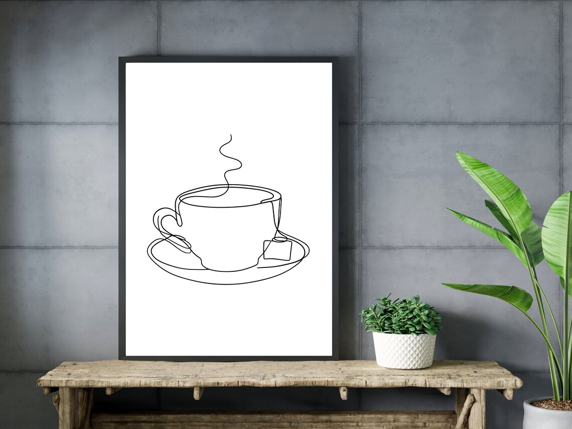 Tea Cup One Line Art Print, Kitchen Decor - Image 3