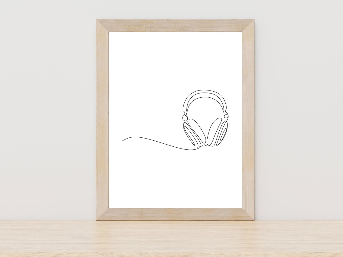 Over Ear Headphones Line Art Minimalist Music Lover Gift Poster