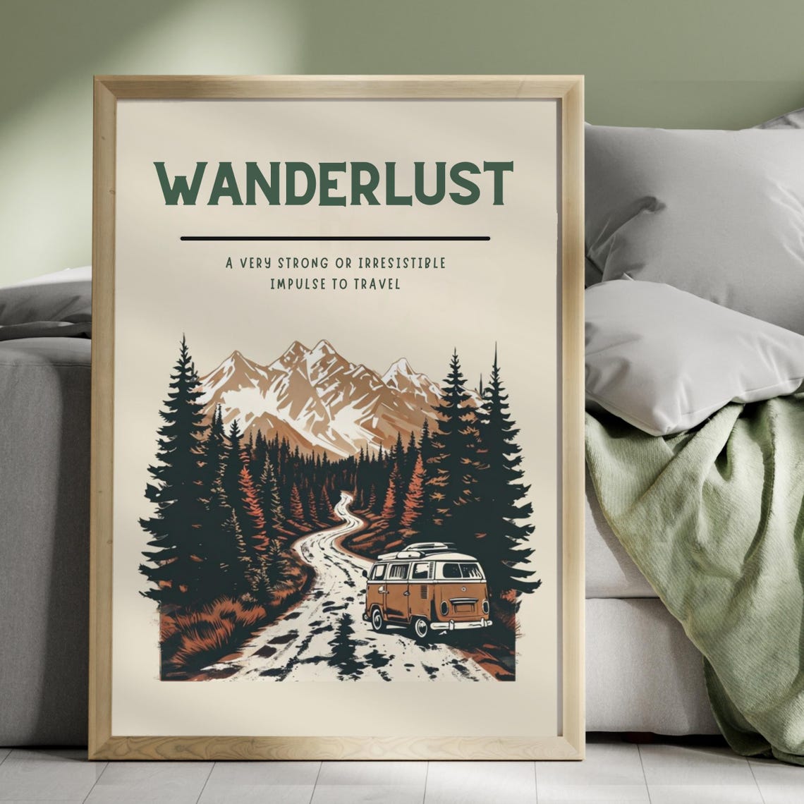 Outdoorsy Poster Wanderlust Print Motivational Poster Adventure Awaits Mountain Wall Art Forest Print Campervan Gifts Motivational Art - Image 4