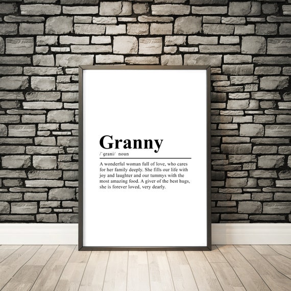 Granny Definition Typography Poster Print