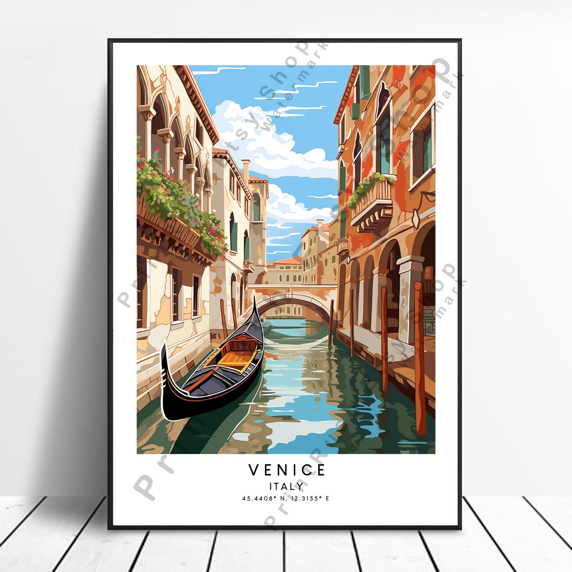 Venice Travel Print Colourful Poster Italy Minimalist Wall Art Gift