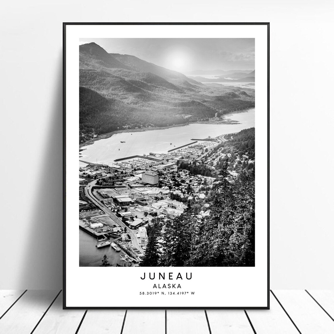 Juneau Minimalist Travel Poster, Alaska City View