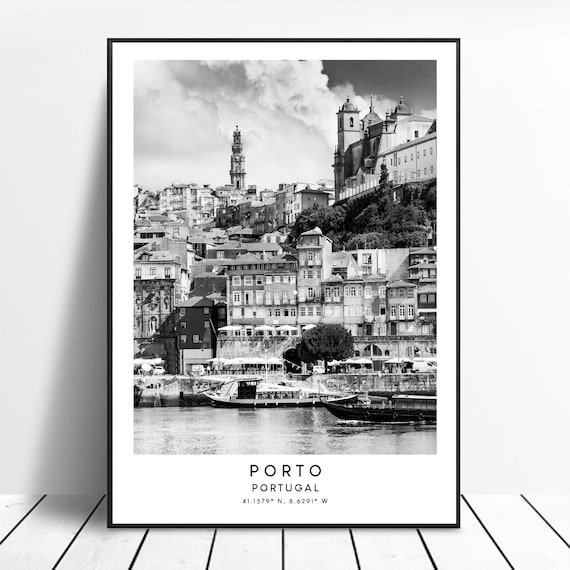 Porto Portugal Minimalist Travel Poster, Black and White