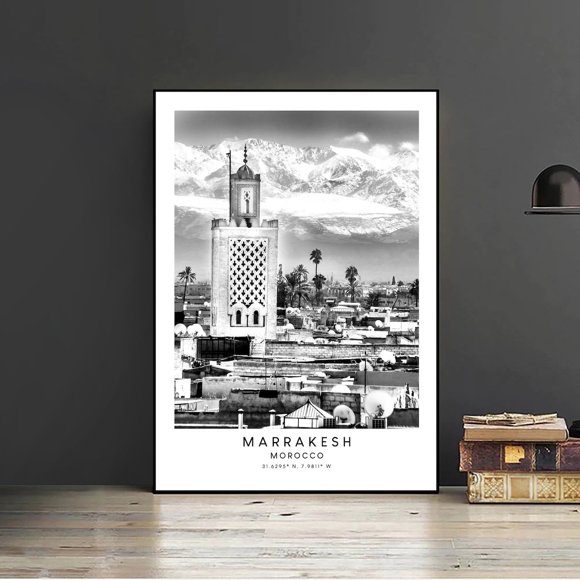Marrakesh Black and White Minimalist Travel Poster - Image 2