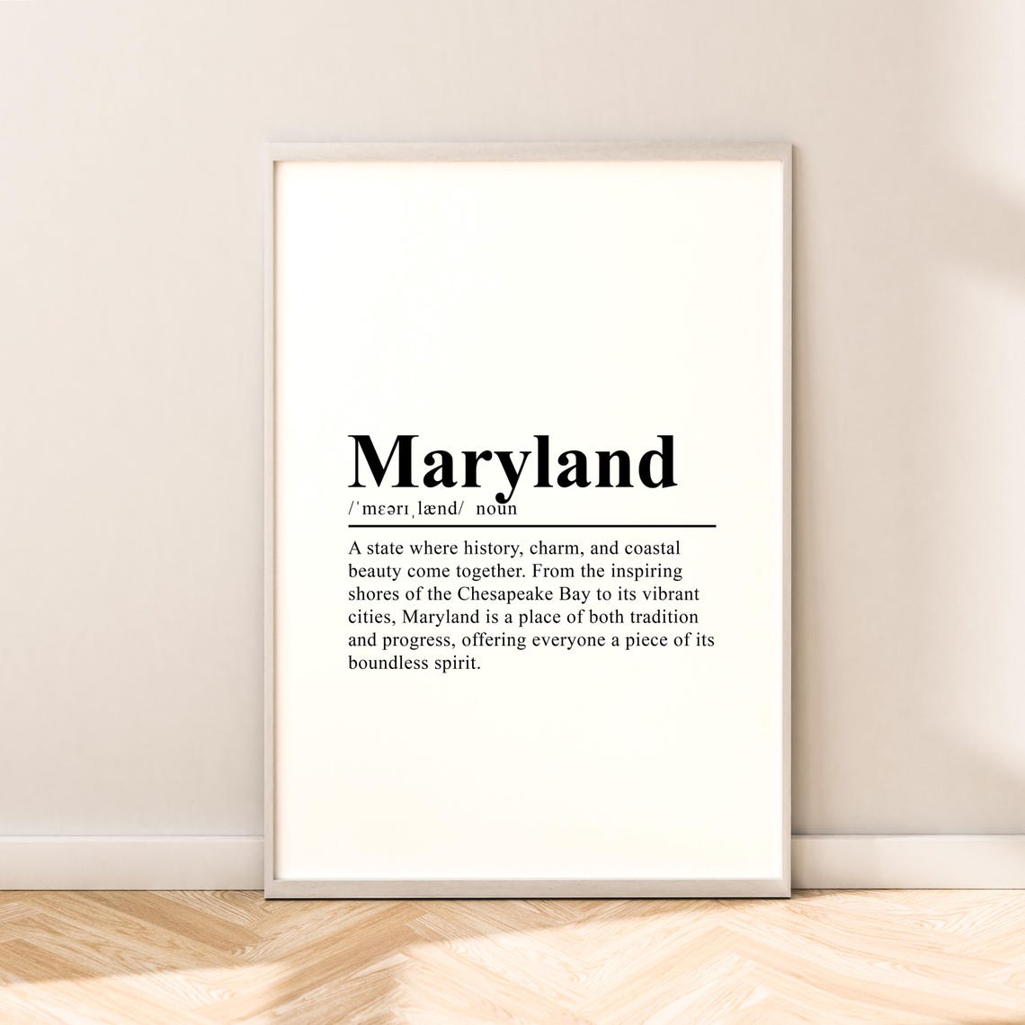 Maryland Travel Print Maryland Wall Art Maryland Print Wall Hanging Maryland Poster Minimalist Maryland Home Dcor Gift Dictionary Print
