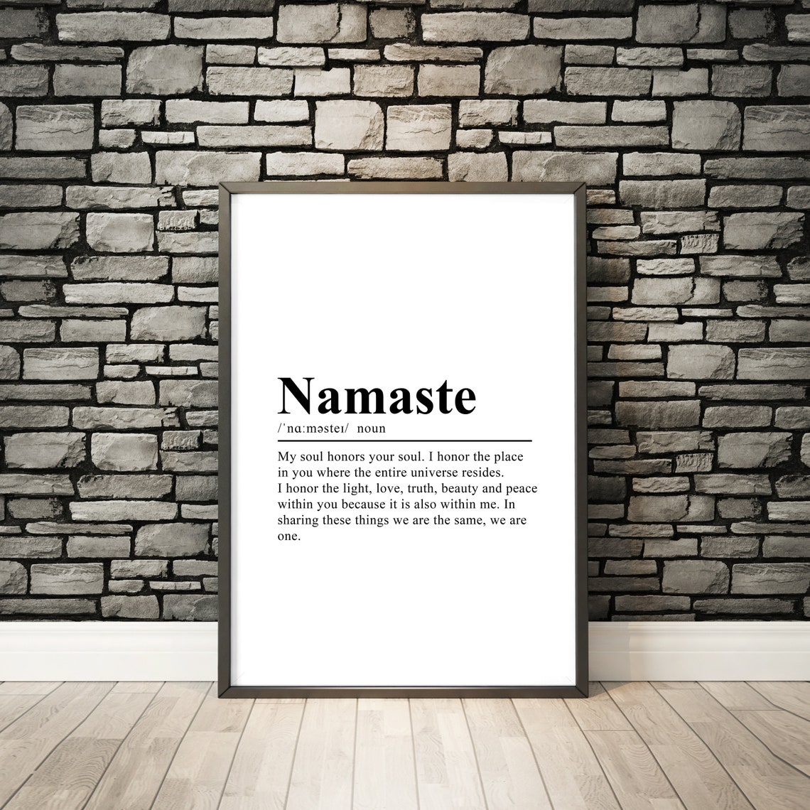 Namaste Definition Typography Poster Art Print