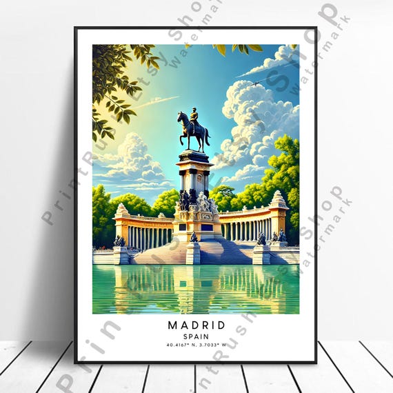 Spain Travel Poster Madrid Illustration Art Print Wall Decor Artwork Of Gift