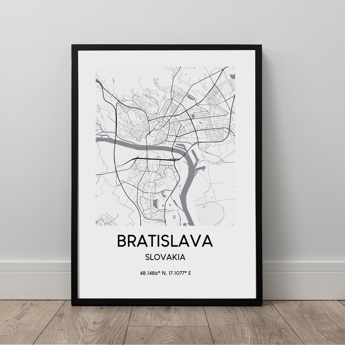 Bratislava City Map Print Poster Slovakia Travel Minimalist Wall Art Gift