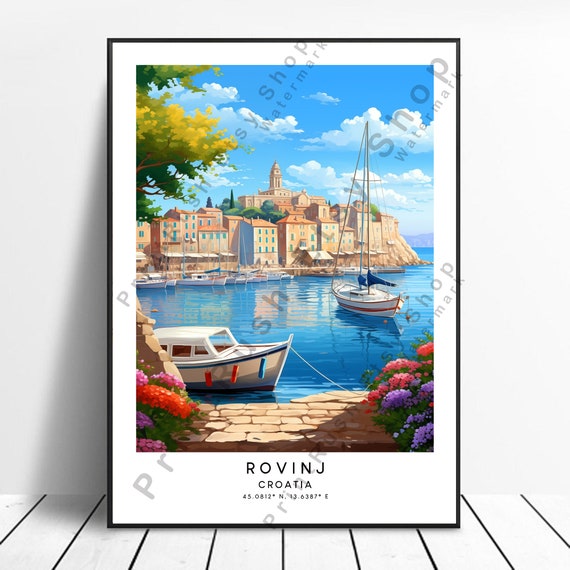 Rovinj Travel Print Wall Art Croatia Poster Minimalist Home Dcor Gift Illustration