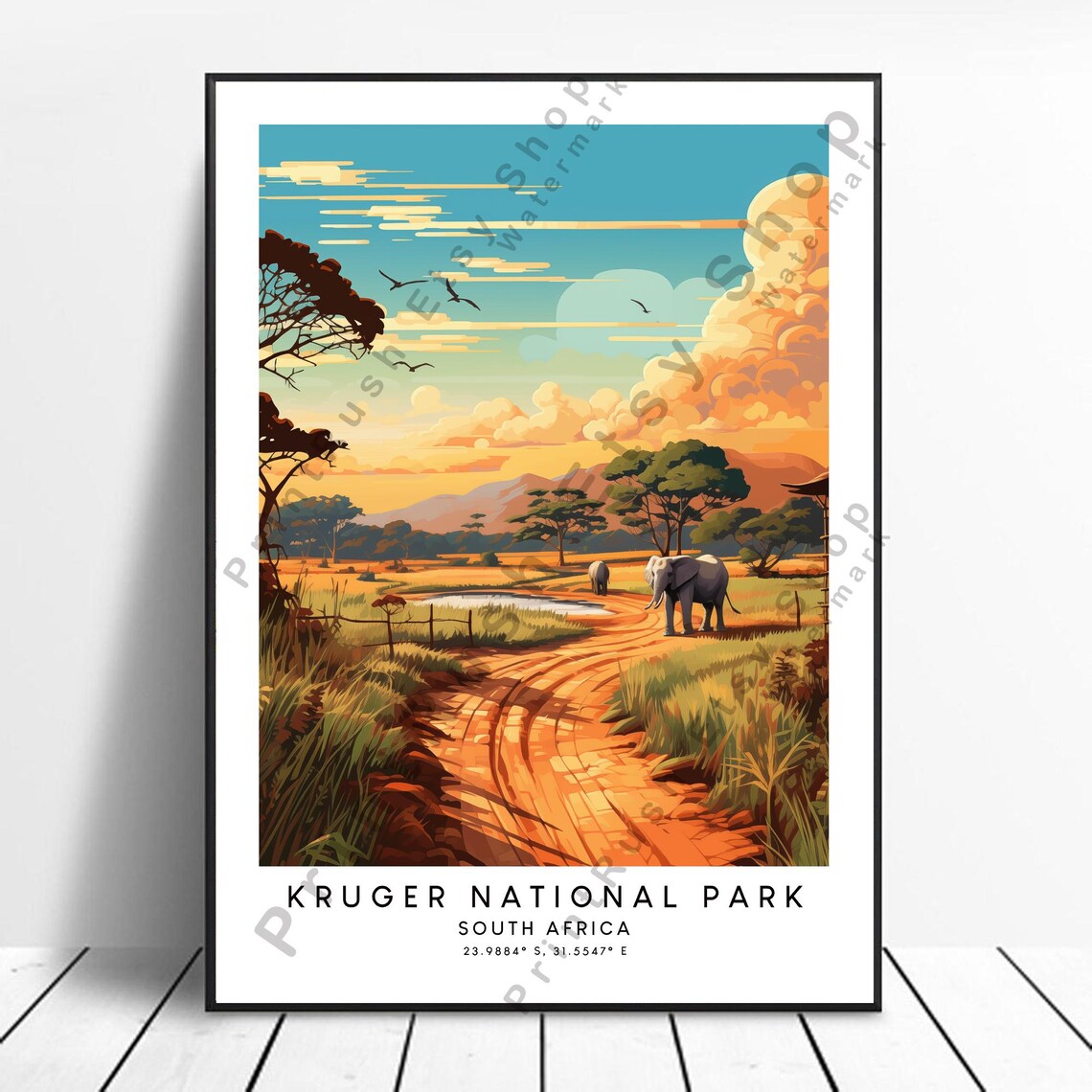 South Africa Travel Print, Kruger Park Poster