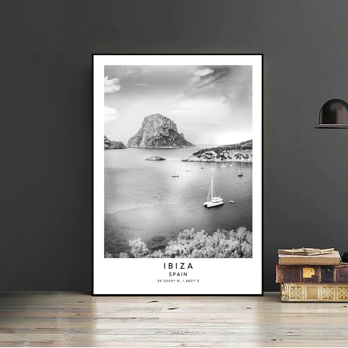 Ibiza Spain Travel Poster, Minimalist Black and White - Image 2