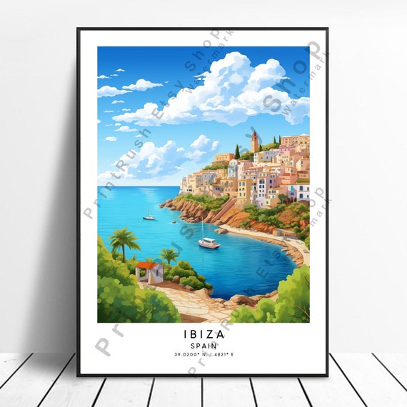 Ibiza Print Colourful Poster Wall Minimalist Spain Travel Art Hanging Home Dcor Gift Posters