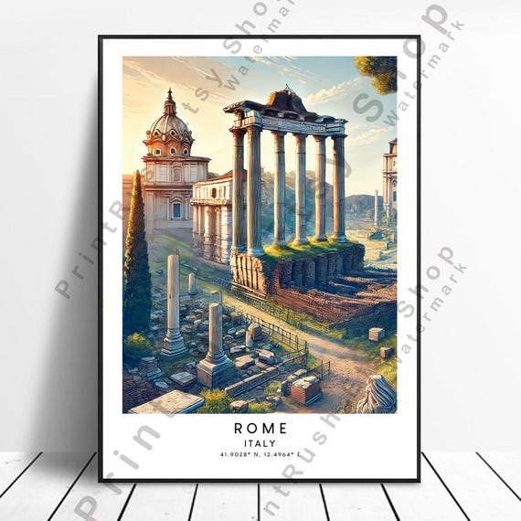 Rome Illustration Art Travel Poster Italy Wall Decor Home Print Hanging Colourful Dcor