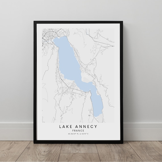 Lake Annecy Map Print Art Wall Minimalist Gift