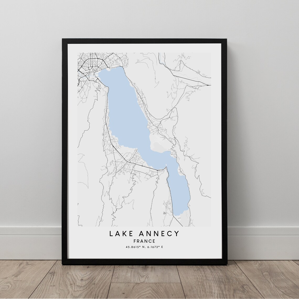 Lake Annecy Map Print Art Wall Minimalist Gift