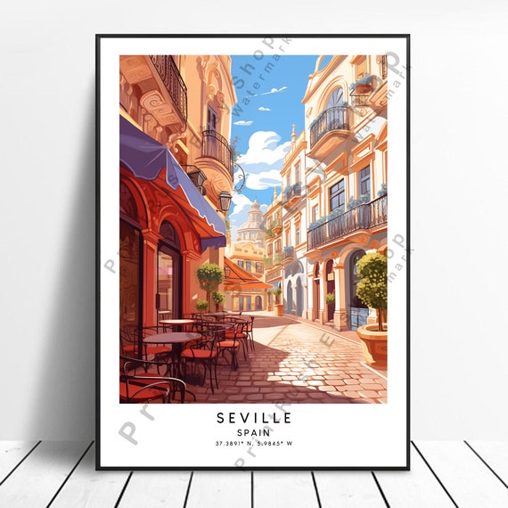 Seville Travel Print Wall Decor Colourful Poster Minimalist Home Dcor Spain Art Hanging Gift