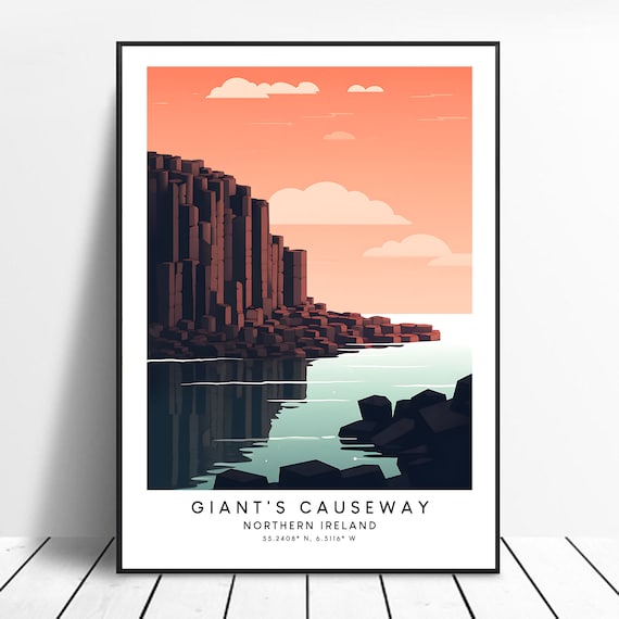 Giants Causeway Print Colourful Art Abstract Poster Minimalist Wall Decor Gift
