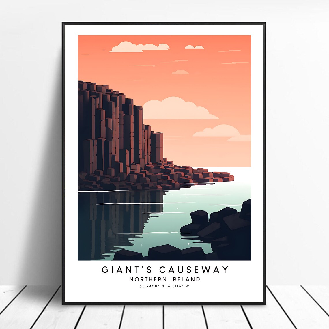 Giants Causeway Print Colourful Art Abstract Poster Minimalist Wall Decor Gift