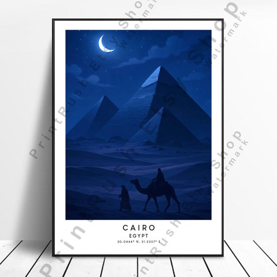 Cairo Egypt Poster Illustration Art Wall Travel Print Home Dcor Hanging Gift