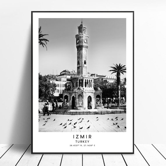 Izmir Black and White Minimalist Travel Poster