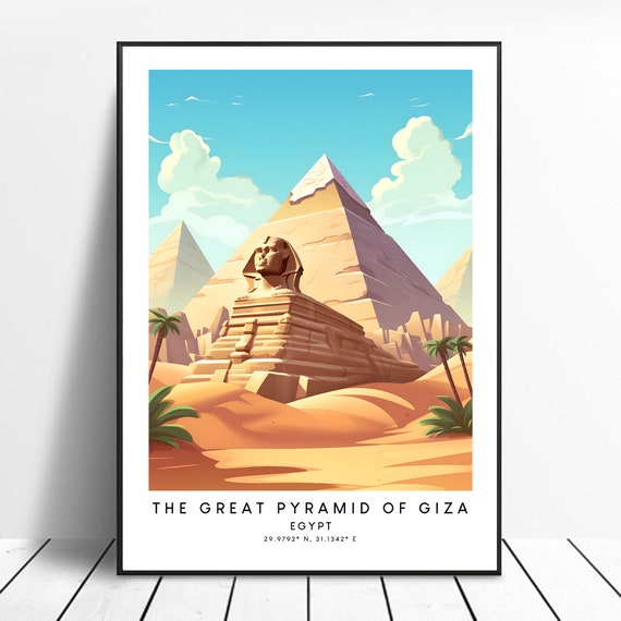 Egyptian Pyramids Print Giza Necropolis Minimalist Wall Art Poster Gift