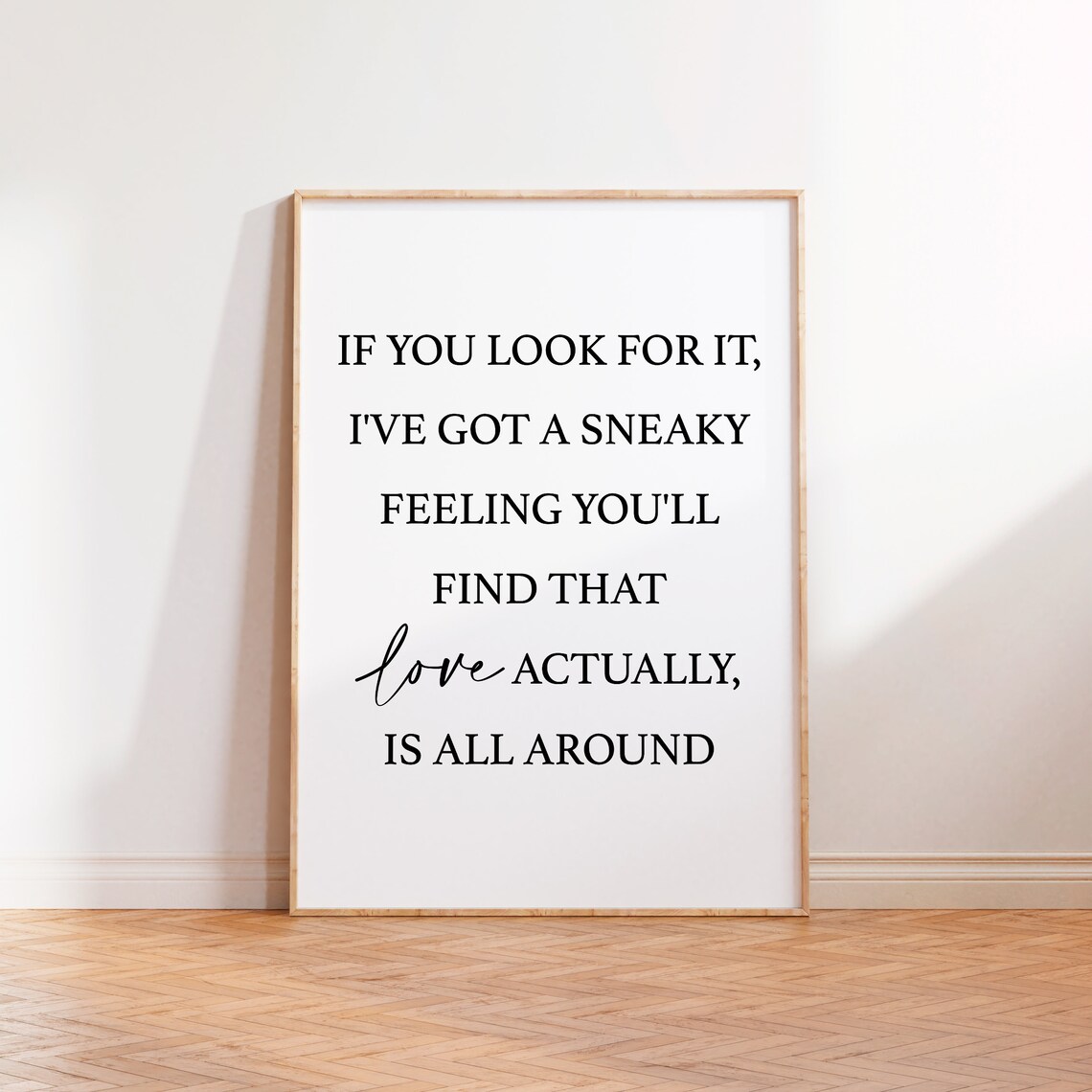 Love Actually Quote Sneaky Feeling Minimalist Movie Quote Poster