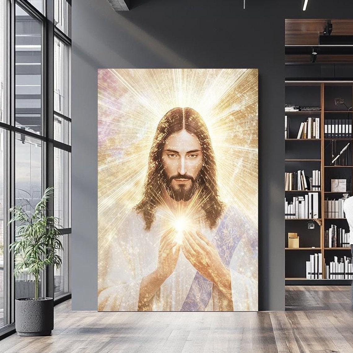 Jesus Christ Radiant Golden Halo Light Divine Portrait Wall Poster