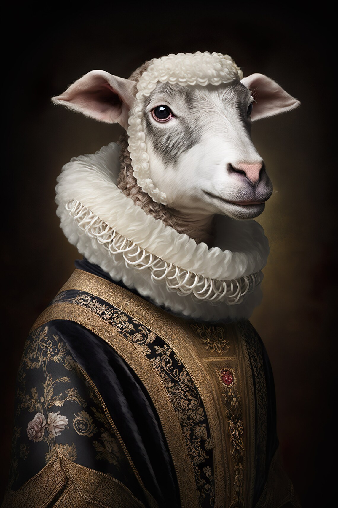 Aristocratic Sheep Funny Animal Art Print